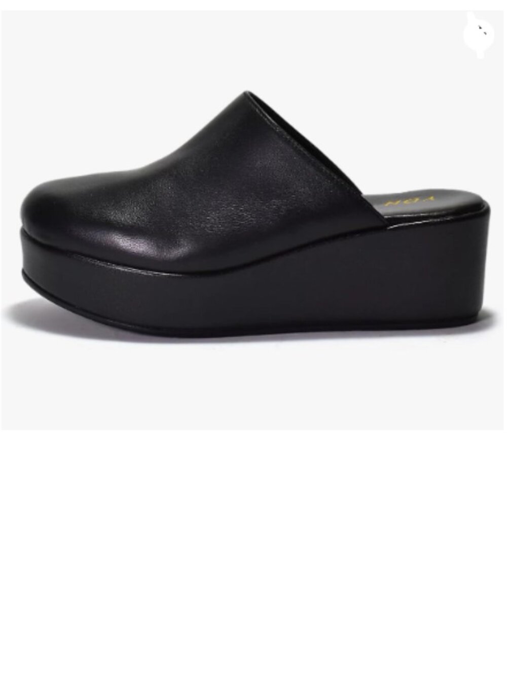 YDN Black Cute Round Toe Platform Heeled Mules Mid Wedge Heels Slippers Shoe